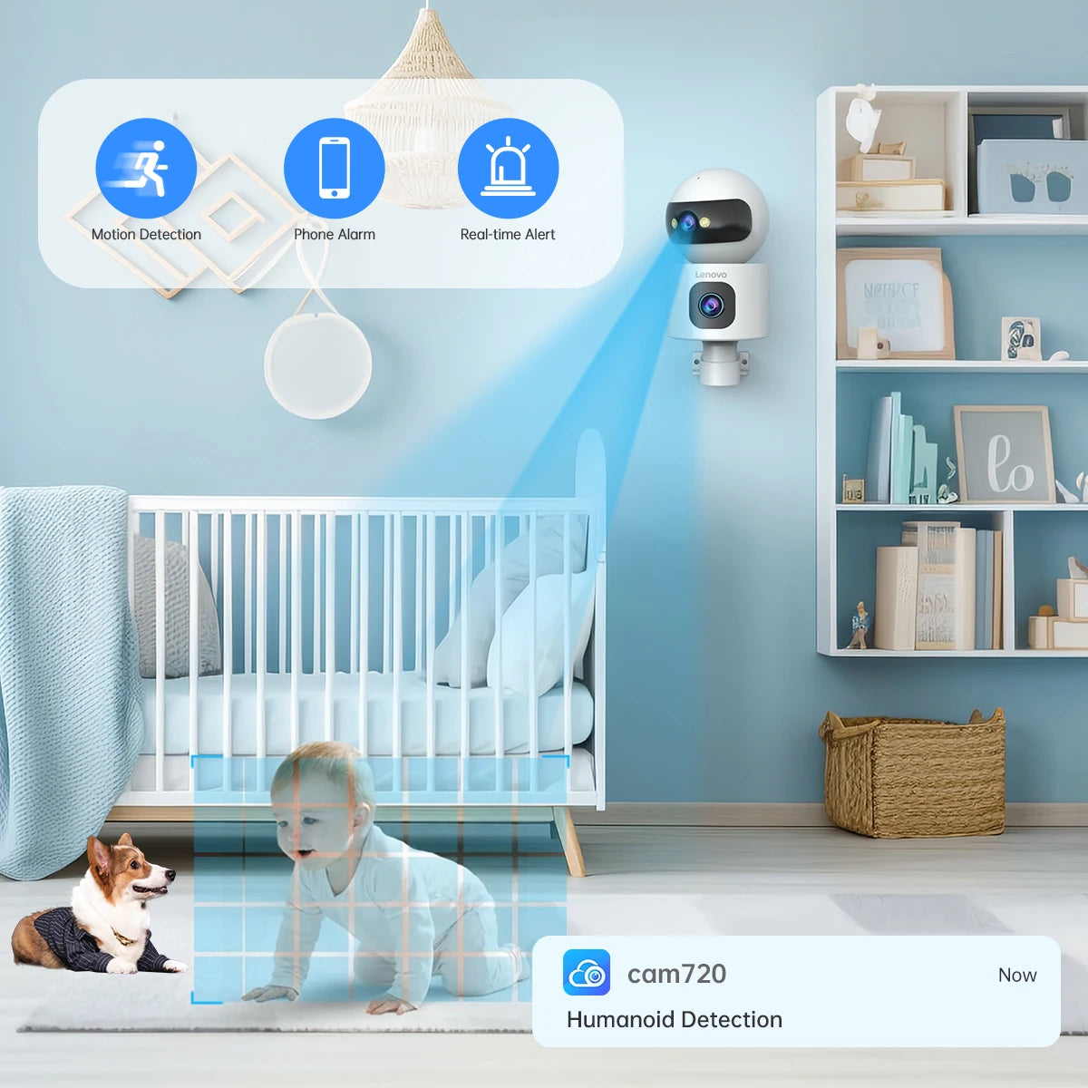 Lenovo 4K IP Camera 5G WiFi Dual Lens Smart Home Auto Tracking CCTV Camera Wireless Surveillance Camera Security Baby Monitor