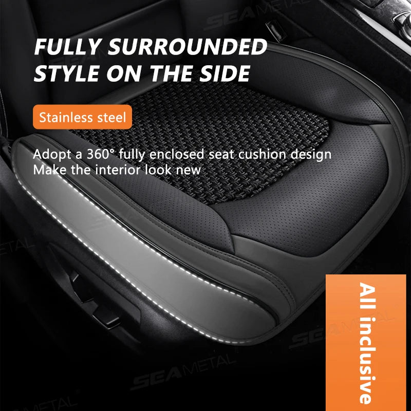 SEAMETAL Breathable Car Front Seat Cover Ice Silk Cooling Seat Cushion Full-Wrapped Anti-Scratch Car Seat Protector Universal