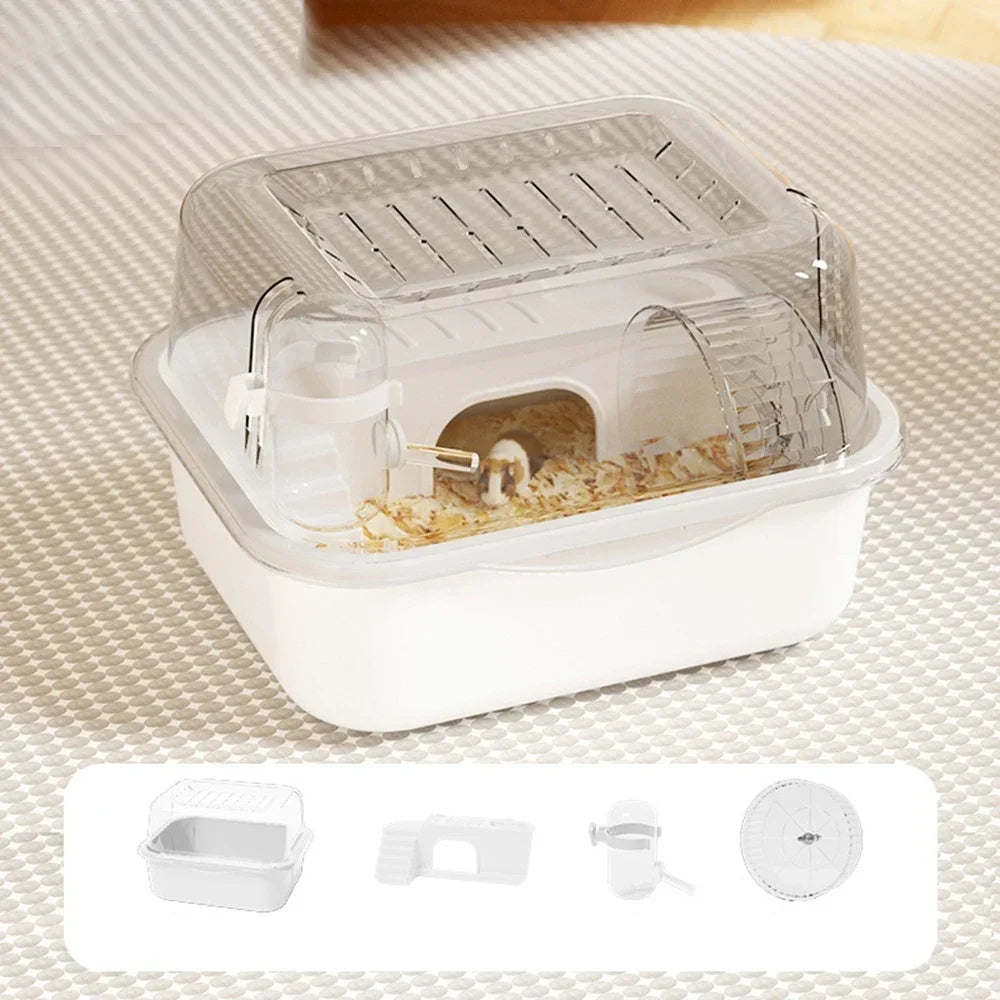 Hamster Cage Small Hamster Habitat Mouse Home Small Animal Cage with Tube Exercise Wheel Hut Rat Habitat for Gerbils Mice