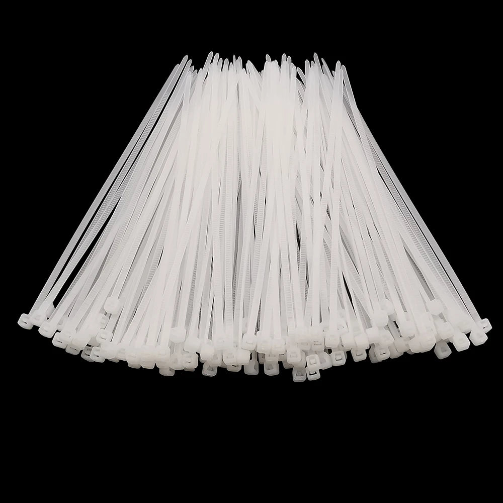 100Pcs White Self locking Nylon Industrial Cable Tie1.99mmx80/100/120/150/200 2.7mmx300 Fasten Cable Organiser Wire Cable ZipTie