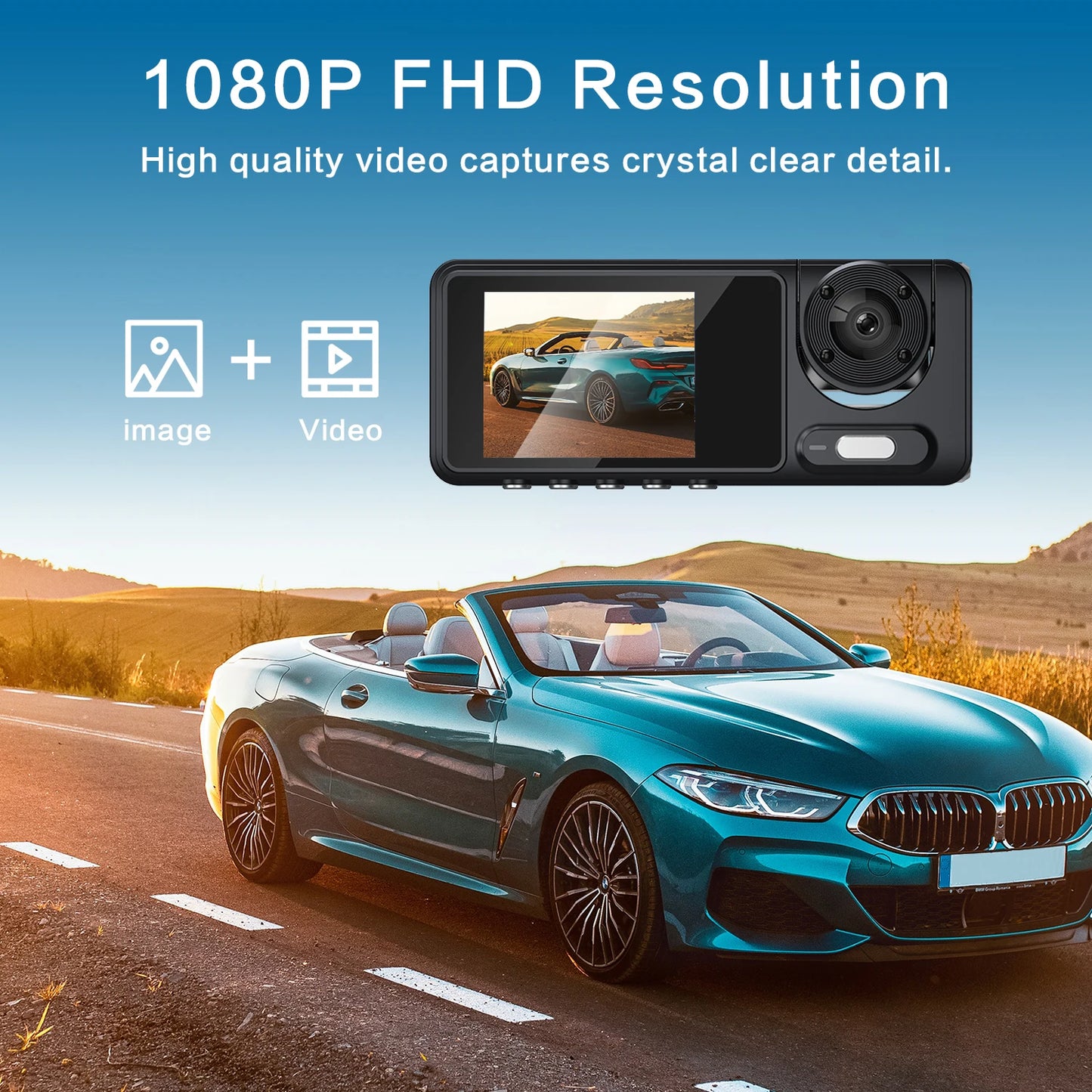 New Car 2-recorder High-definition Night Vision 1080P Car Driving Recorder Suction Cup 2-lens Car Front and inside Video