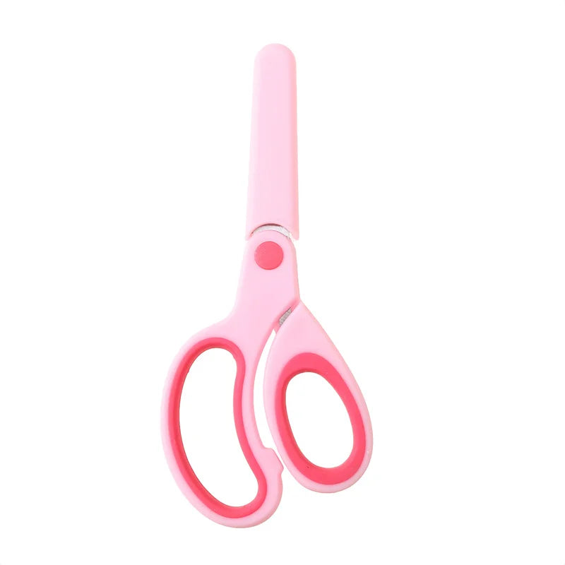 Safty Scissors For Kids Student DIY Paper Children's Left-handed Scissors Scissors With Sleeve Cutting Tool Stationery