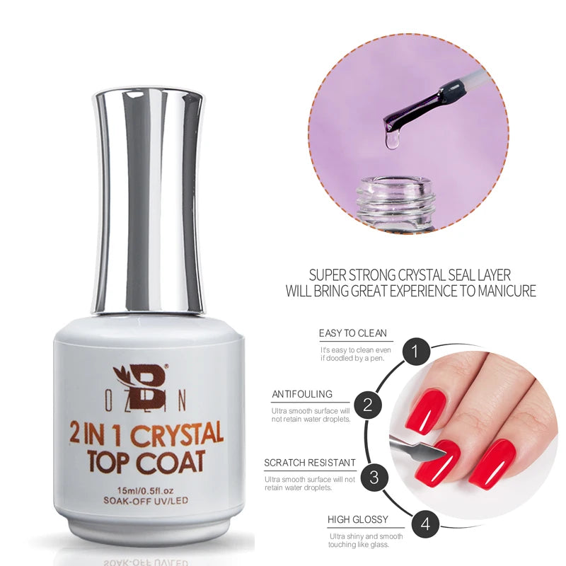 BOZLIN 15ML Nail Tips Glue Gel For Falses Nail Tips Fast Extension 3 IN 1 Function Nails Art Transparent Gel Polish Soak Off UV