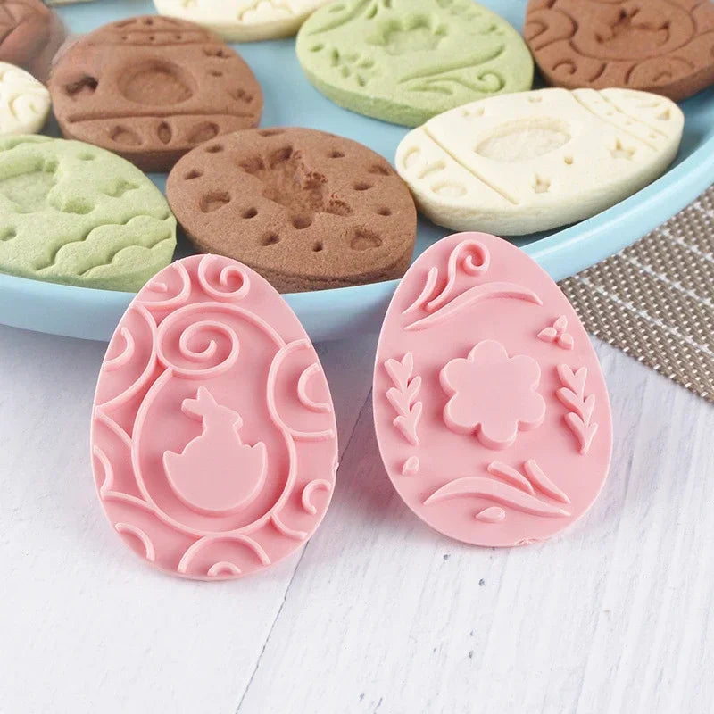 8/9Pcs DIY Easter Sauce Sandwich Biscuit Mold Cartoon Bunny Egg Cookie Cutters 3D Baking Cookie Mold Stamp Cake Decorating Tools