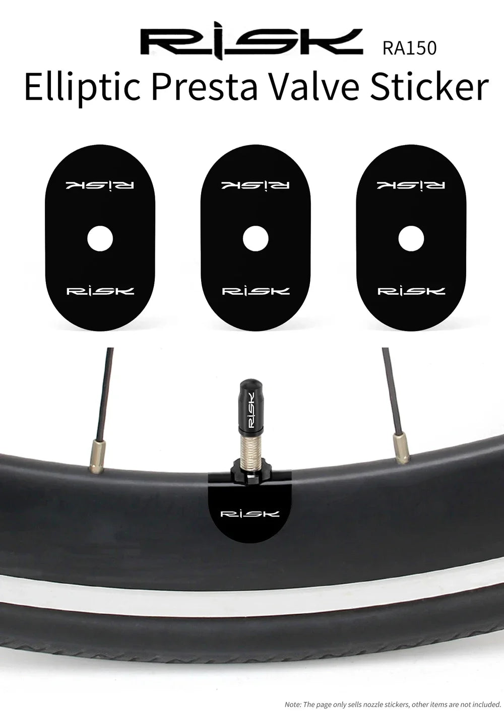 5pairs Bicycle Presta Valve Sticker Mountain Road Bike Tube Tire Gasket Rim Protective Elliptic Presta Valve Protection Sticker