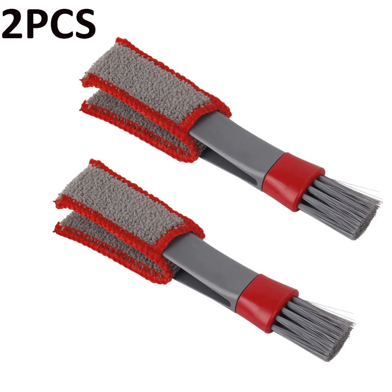 2PCS Car Air Vent Brush Double head Brushes Conditioner Vent Brush Microfibre Car Grille Dashboard Interior Car Cleaning Tools