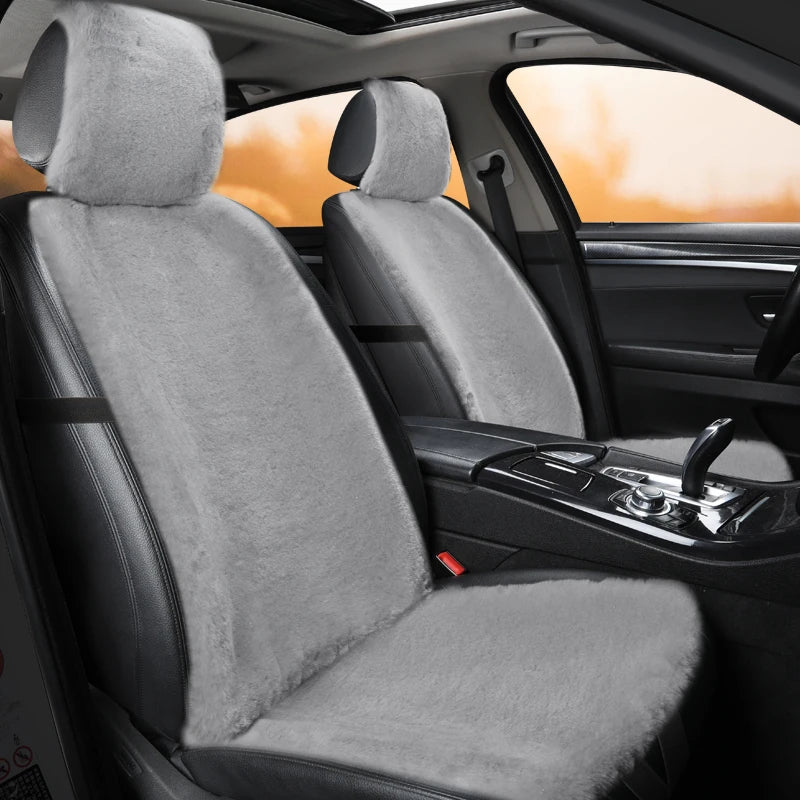 Plush Car Seat Cover Universal Front Backrest Winter Warm Long Faux Fur Non-Slip Seat Cushion Pad  Automobiles Seat Protector