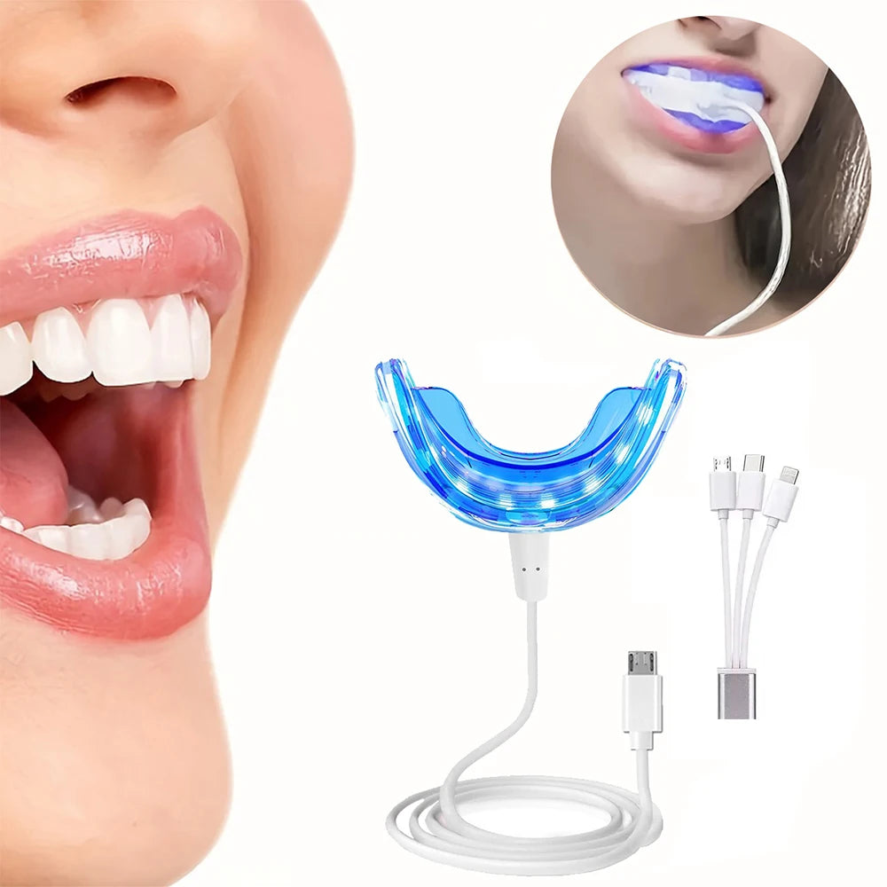 3 In1 Teeth Whitening Lights LED USB Rechargeable Oral and Dental Care Blue Light Whitening Teeth Bleach Clean Home Travel