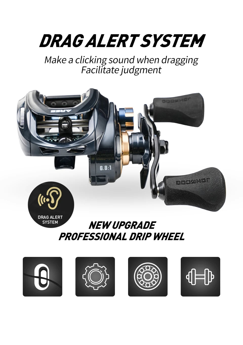Baitcasting Reel Metal Body 15KG Max Drag 7+1 Bearings Aluminum Frame Freshwater Saltwater Fishing Reel