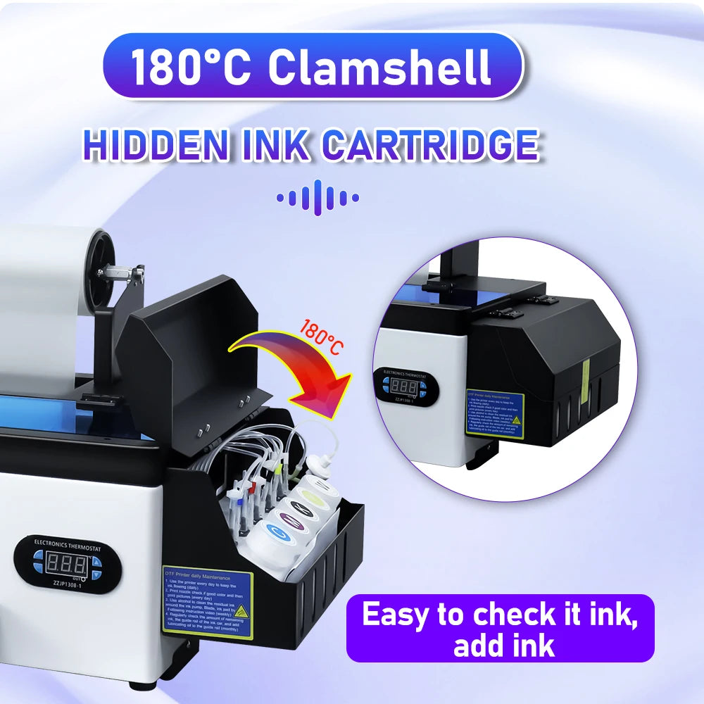 A3 DTF Printer for Epson R1390 with Roll Feeder Heat Transfer Direct to Film TShirt Printing Machine A3 DTF Printer for Clothes