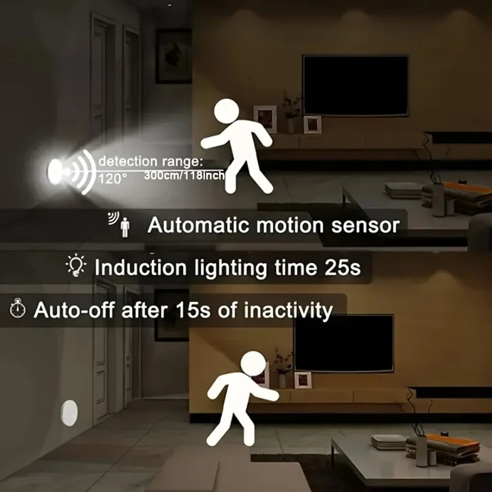 3pcs Motion Sensor Night Lights in Warm White/Cold White - Adjustable Brightness, Automatic On/Off, Ideal for Bedside, Stairs, U