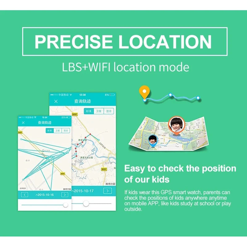 Children Smartwatch Wrist Kids Smart Watch Boys Girls GPS Tracker Waterproof Wristwatch Electronic Digital Connected Clock Child