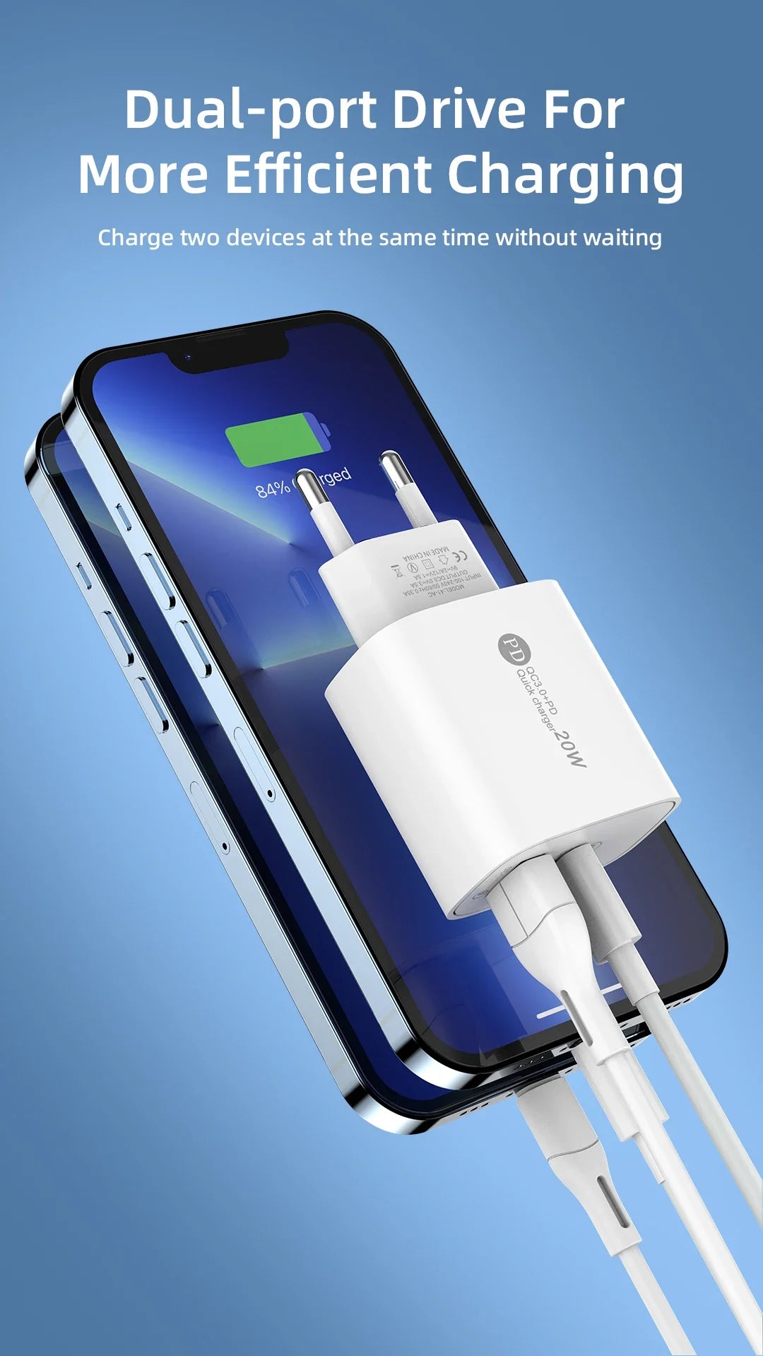 20W USB C Charger PD Fast Charging Quick Charge QC3.0 Type C Mobile Phone Wall Adapter for IPhone 15 Samsung Xiaomi USB Charger