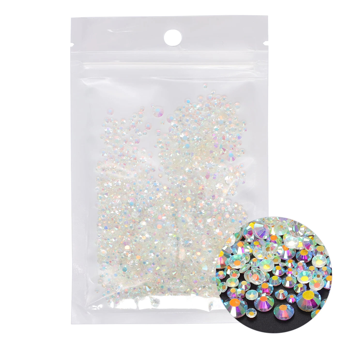 QIIY 1440Pcs Mix Size SS3-SS20 Clear Crystal FlatBack Rhinestones Non-Hotfix Glass Decorations DIY Glitter Stones 3D Nail Art