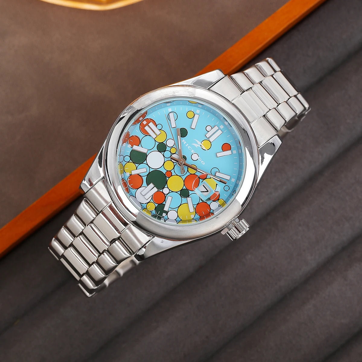 Classic Men's Quartz Watch Luxury Fashion Calendar Date Clock Round Glass Mirror Stainless Steel Business Wristwatch for Gifts ﻿