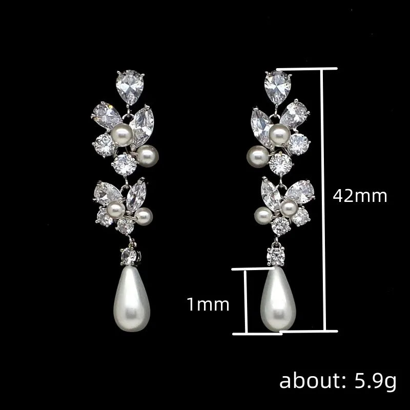 Huitan Aesthetic Bridal Imitation Pearl Dangle Earrings Luxury Trendy Engagement Wedding Ear Accessories for Women Newly Jewelry