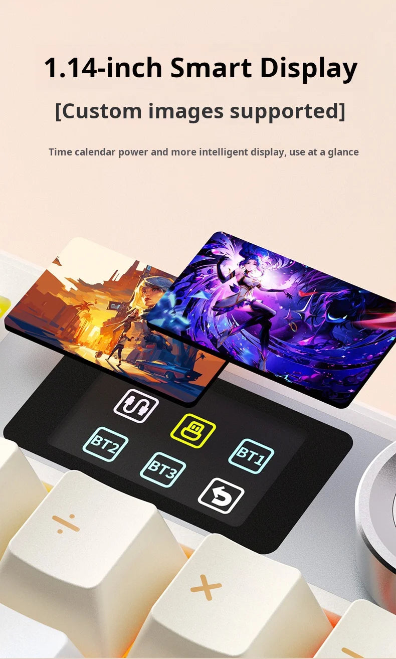 AULA F108pro Mechanical Keyboard Three-mode Bluetooth /2.4G/ Wired Customized Full-key Hot-swapable Gasket Structure RGB Light e