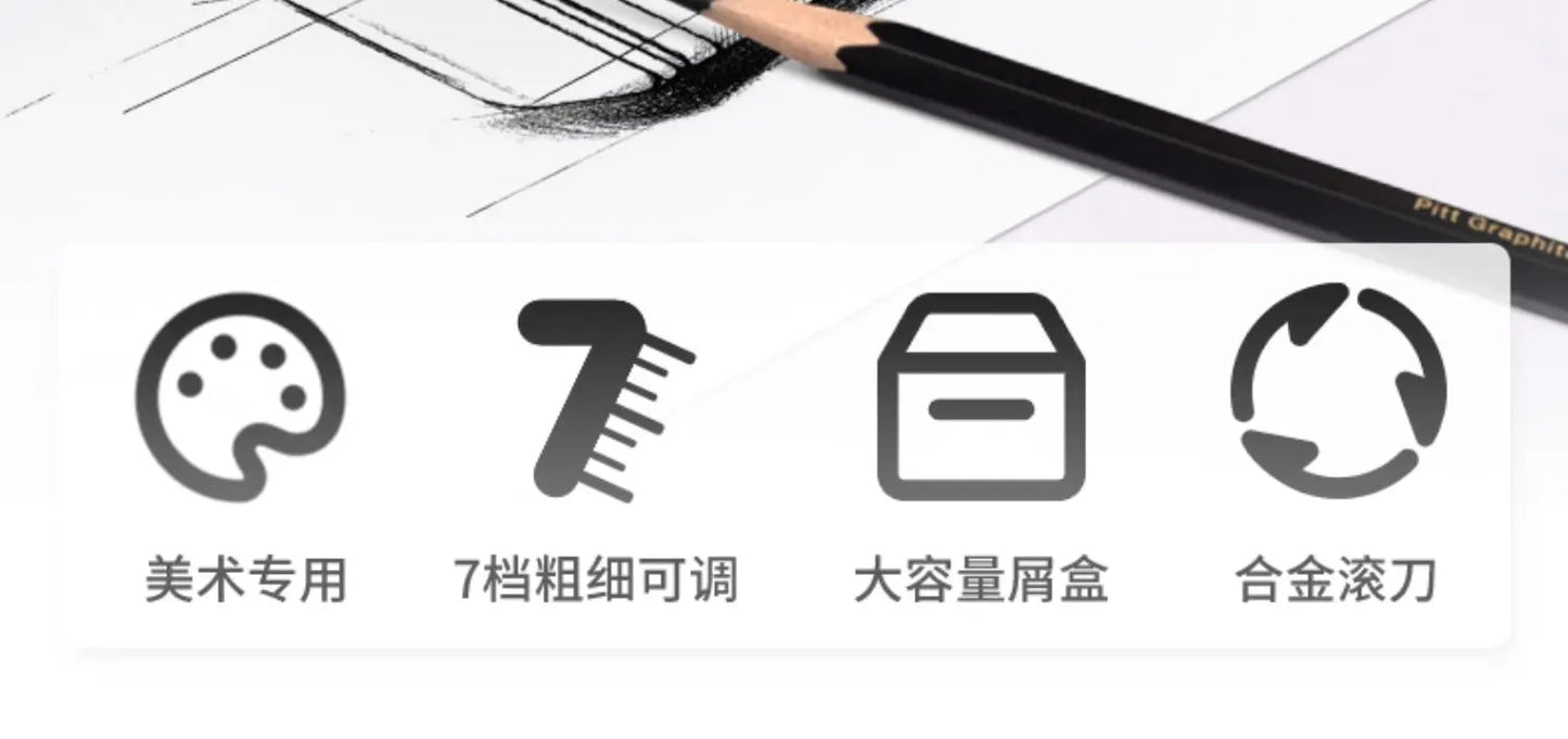 Faber Castell Artists Long Point Pencil Sharpener Manual for Art Charcoal Pencils/Drawing/Sketching Pencils Adjustable Points