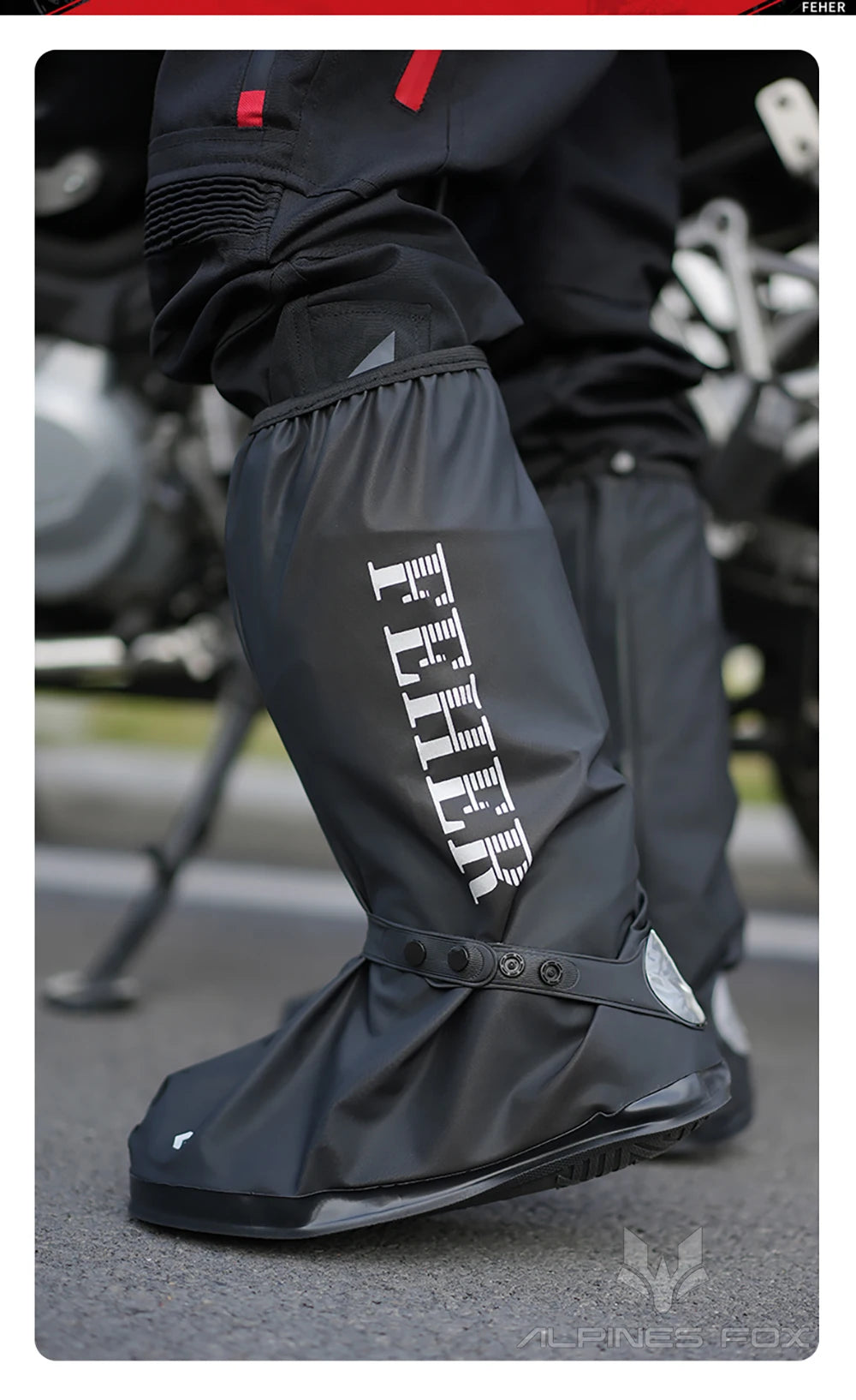 High Tube Motorbike Rain Shoe Covers Waterproof Reusable Motorcycle Cycling Bike Rain Boot Reflective Rainproof Shoes Cover