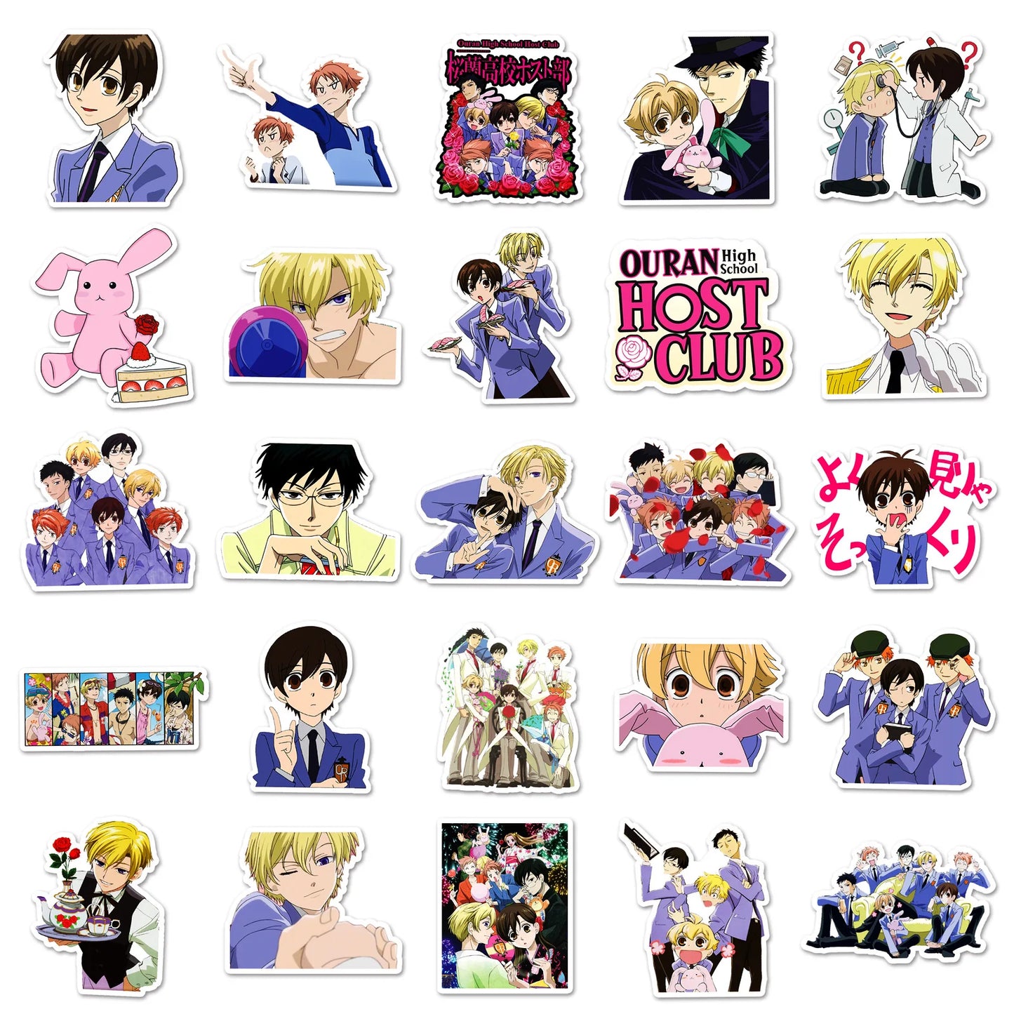 50Pcs Cartoon Ouran High School Host Club Graffiti Stickers Mobile Phone Skateboard Suitcase Water Cup Guitar Decorated Stciekr