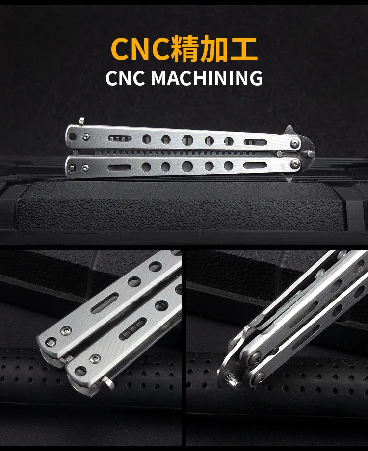 Foldable Comb Stainless Steel Practice Training Butterfly Knife Comb Beard Moustache Brushe Salon Hairdressing Styling Tool