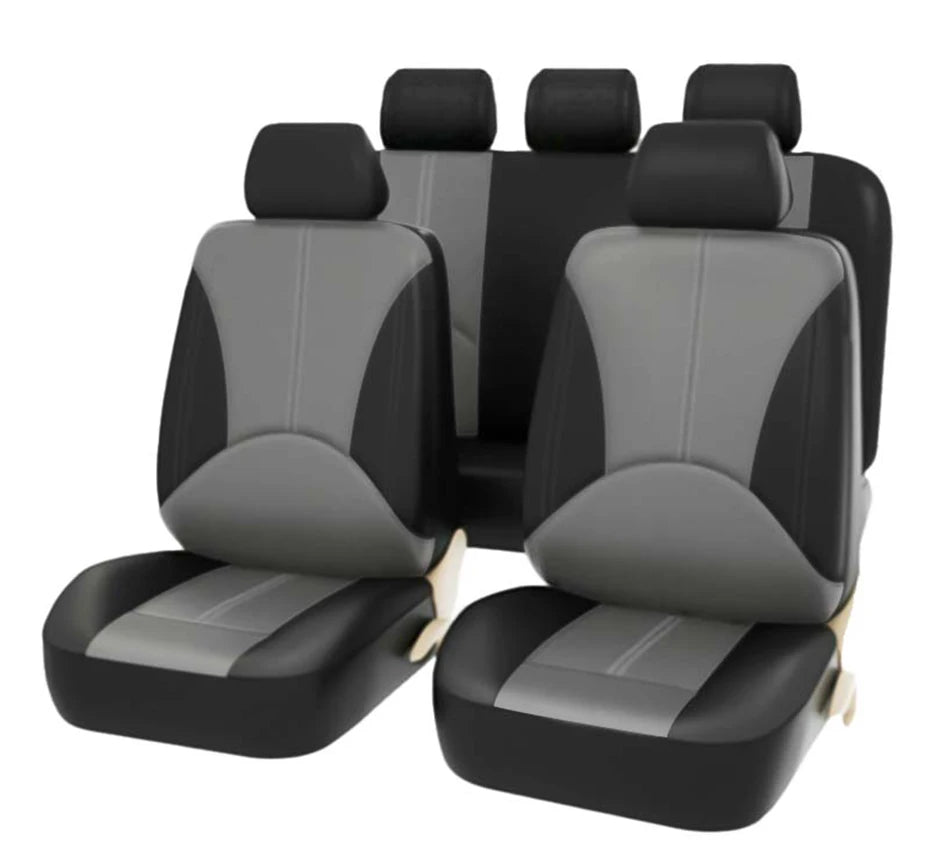SEAMETAL Leatherette Car Seat Cover Set Breathable Auto Seat Cushion Universal Full-Wrapped Seat Cover Compatible with Airbag