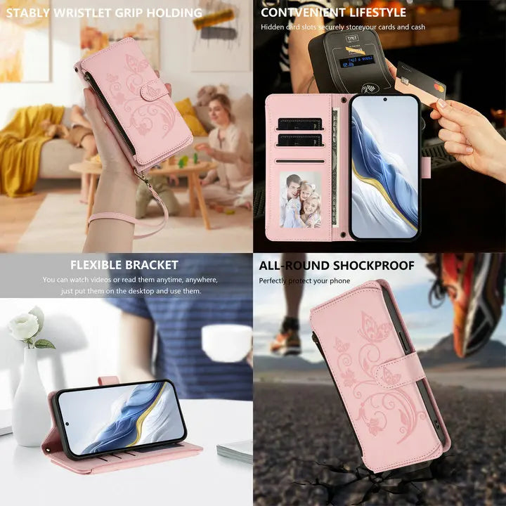 For Tecno Camon 50 Pro 2026 Edmboss Floral Zipper Leather Wallet Case for Tecno Camon 40 Premier Case Camon 50 40 Pro Funda
