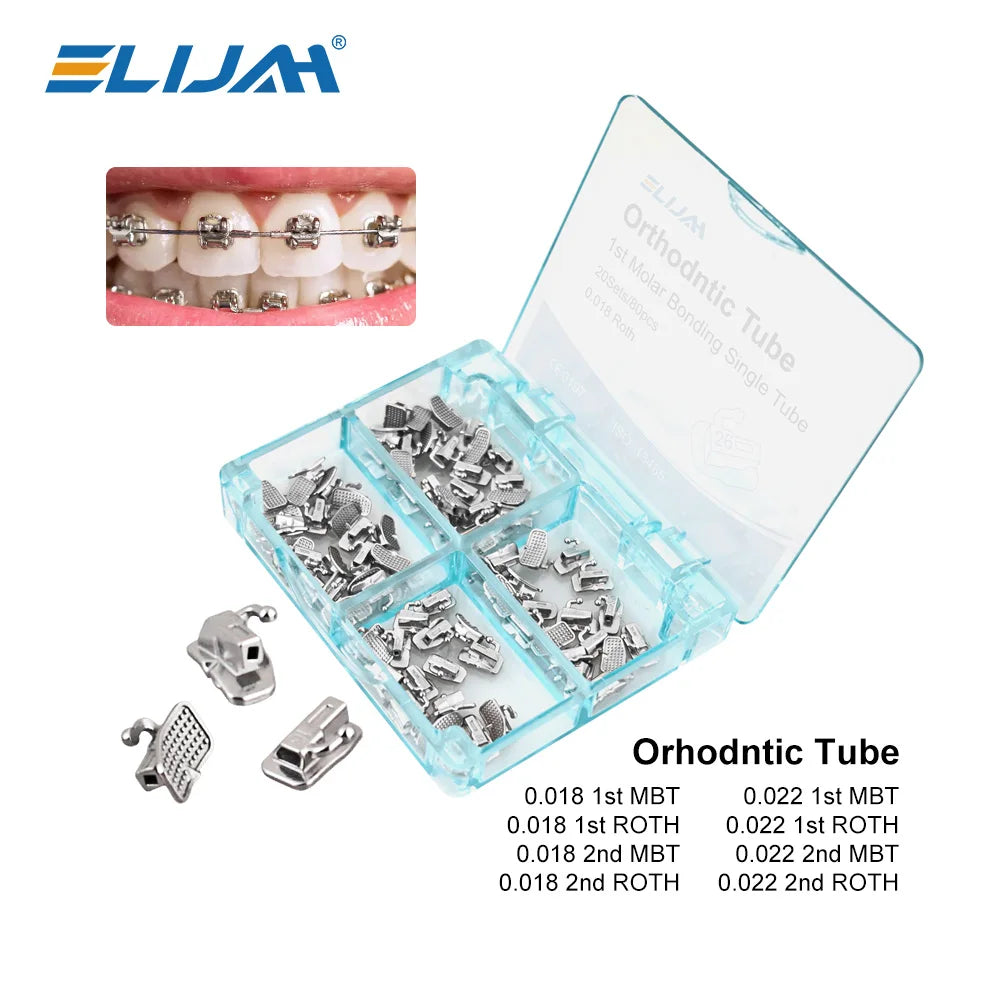 20Set/80pcs Dental Orthodontic Buccal Tubes Bondable 1st Molar Monoblock Non-Convertible Single Tube Roth MBT Dentistry Tool