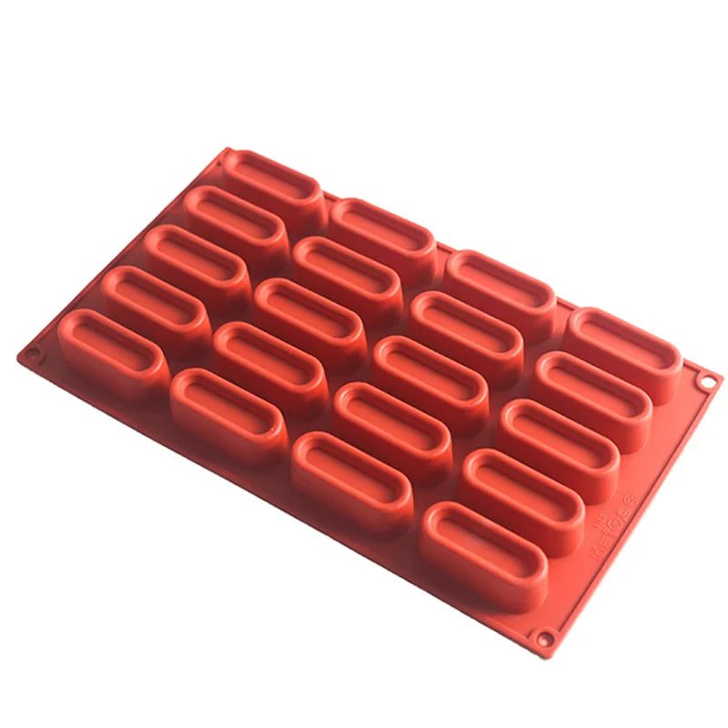 20Cups Silicone Mousse Cake Baking Mold Candy Mould French Dessert, Pastry, Chocolate Ice Cream Mold 3D Concave Eclair Shape