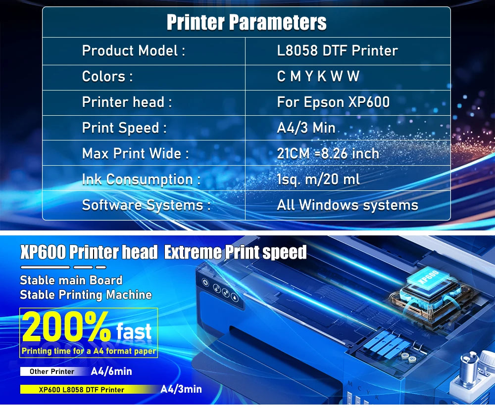 impresora dtf A3 A4 For Epson XP600 DTF Printer DTF transfer printer Directly To Film tshirt printing machine L8058 DTF Printer
