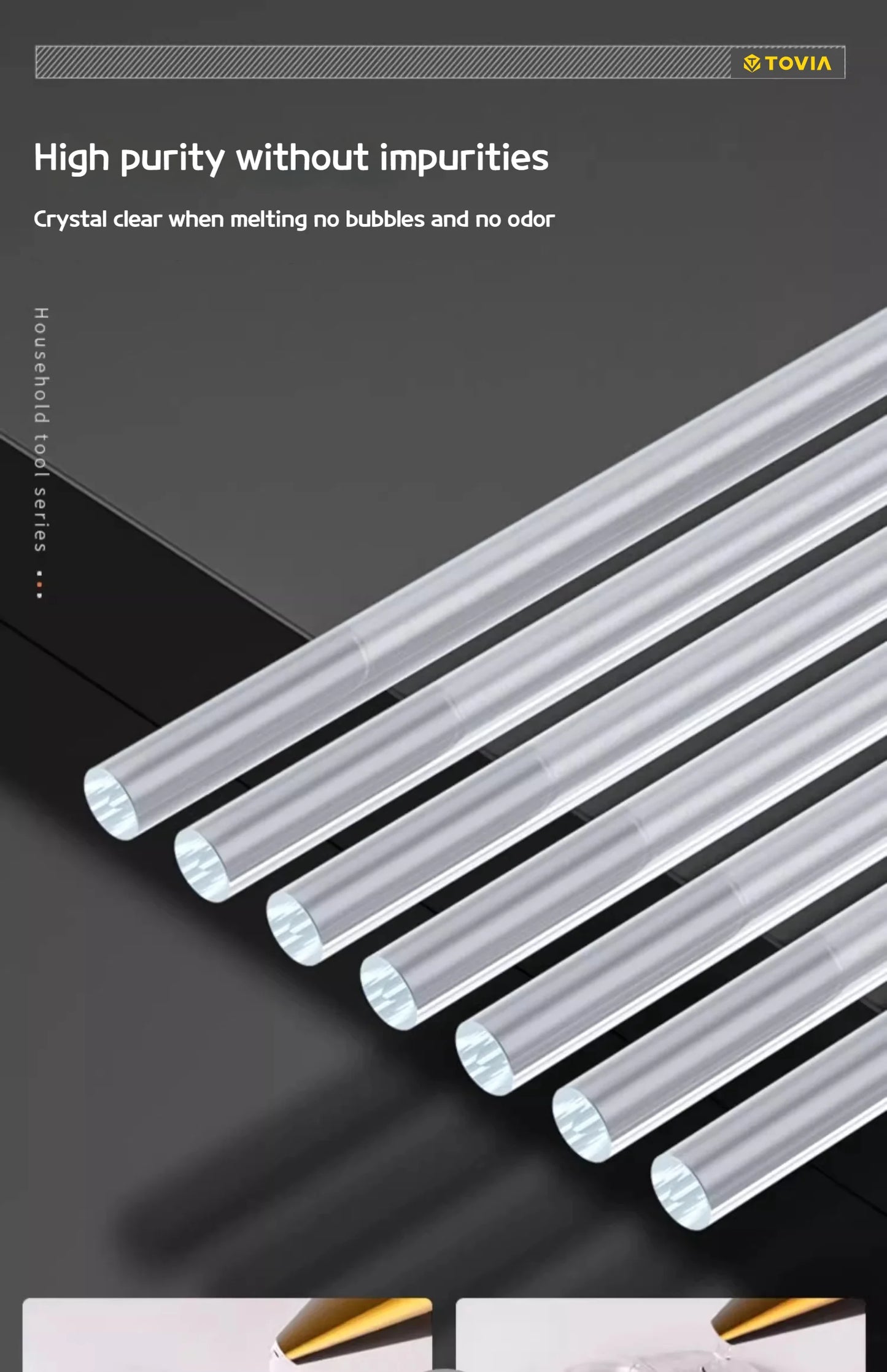 T TOVIA 7mm*100mm translucent hot melt glue stick EVA material suitable for DIY, gluing photo albums/wood, etc. 60PCS/120PCS