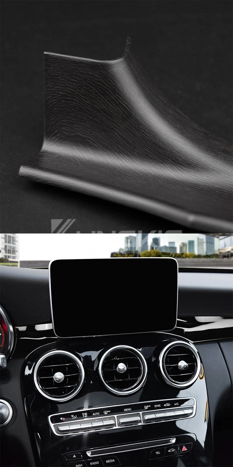For Mercedes Benz C Class W205 C180 C200 GLC X253 2015 2016 2021 LHD RHD Carbon Fiber ABS Center Console Dashboard Trim Cover