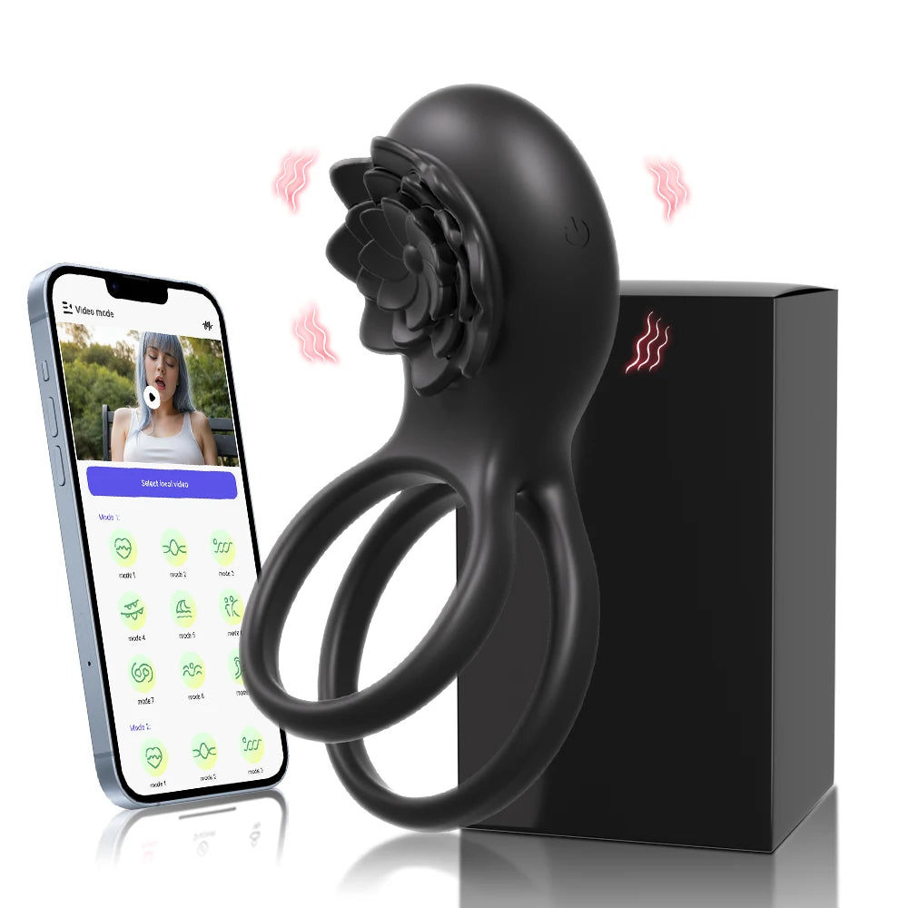 Rose Penis Cock Ring Vibrator Powerful Penis Sleeve Sucking Stimulator G-spot Female Nipple Clitoral Massager Sex Toy for Couple