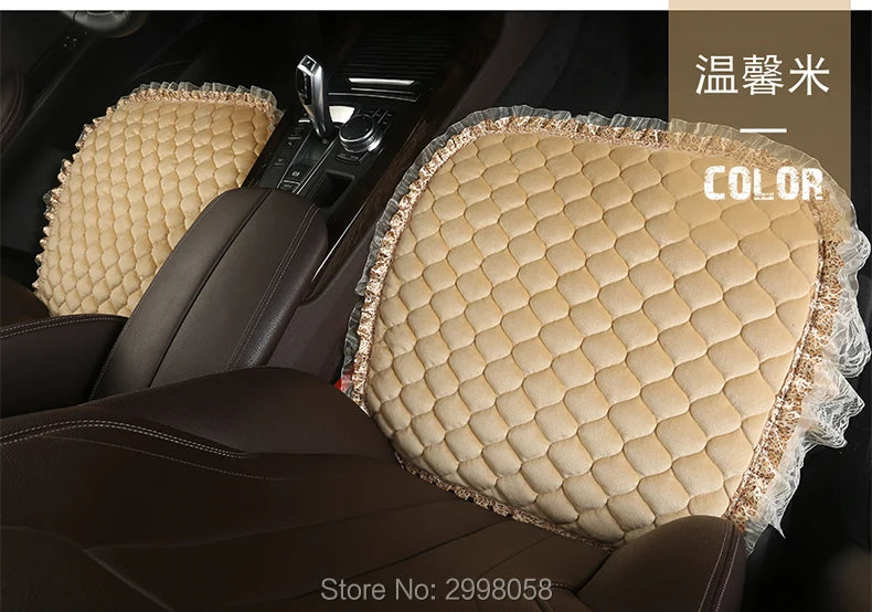 Winter Warm Plush Car Seat Cover Velvet Lace Seat Cushion Pad Auto Chair Car Seat Protector For Lady Girl Women