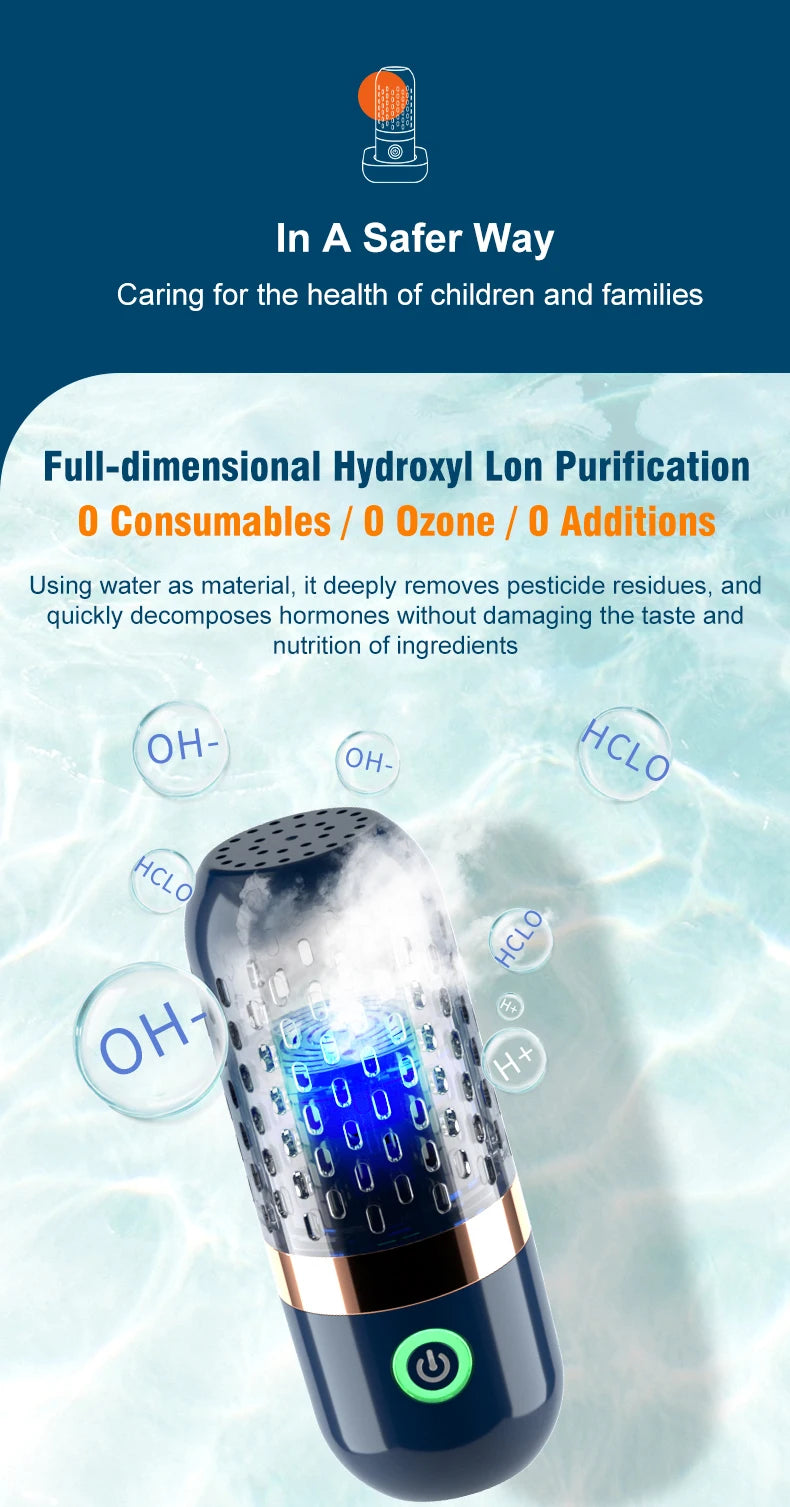 Fruit Vegetable Washing Machine Capsule Shape Wireless Food Purifier Household Pesticide Disinfection Vegetables Cleaner Machine