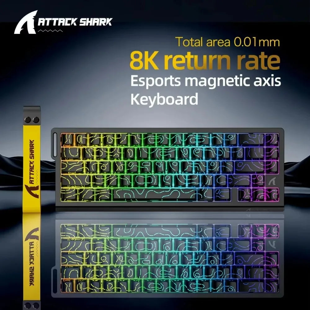 ATTACK SHARK X68HE Keyboard Magnetic Mechanical Gaming Wired Keyboard RGB 0.01mm Rapid Trigg 8000Hz SOCD/Rs 0.125ms 128K Rate