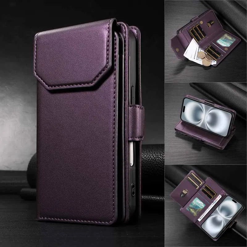 Leather Case For Samsung Galaxy S25 Ultra S24 S23 S22 S21 FE S20 S10 Plus Note 10 8 9 20 Edge Flip Wallet Multi-card Phone Cover