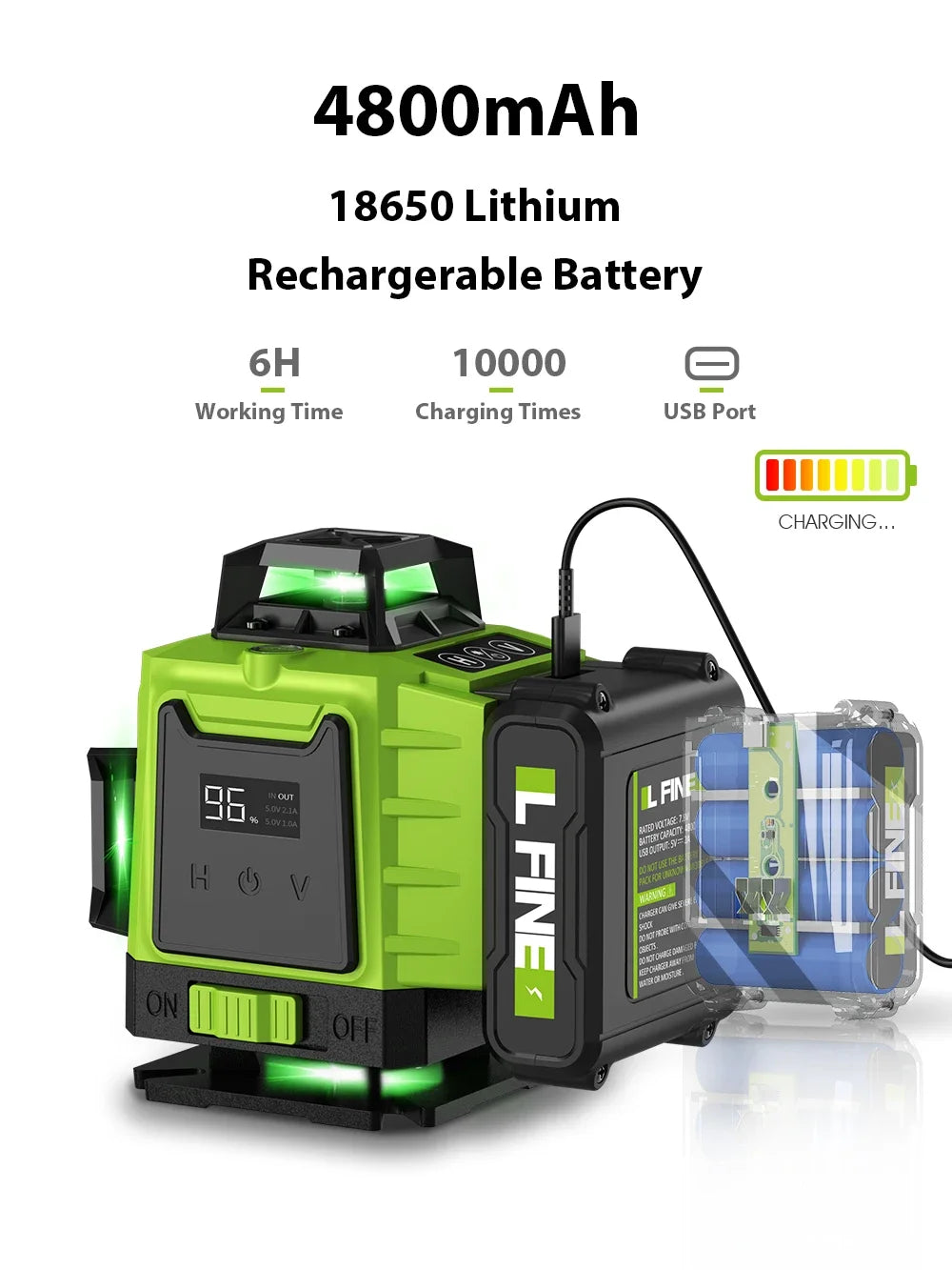 LFINE 3D/4D Laser Level 12/16 Lines Horizontal And Vertical With Remote Control 8 Lines 360°Self-leveling Laser Levels