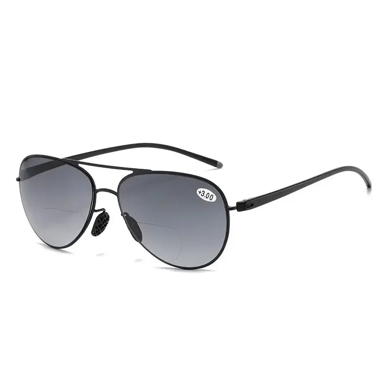 Bifocal Reading Glasses Men Fashion Double Bridge Sunglasses Male Look Far and Near Anti Glare Hyperopia Eyeglasses +100 To +350