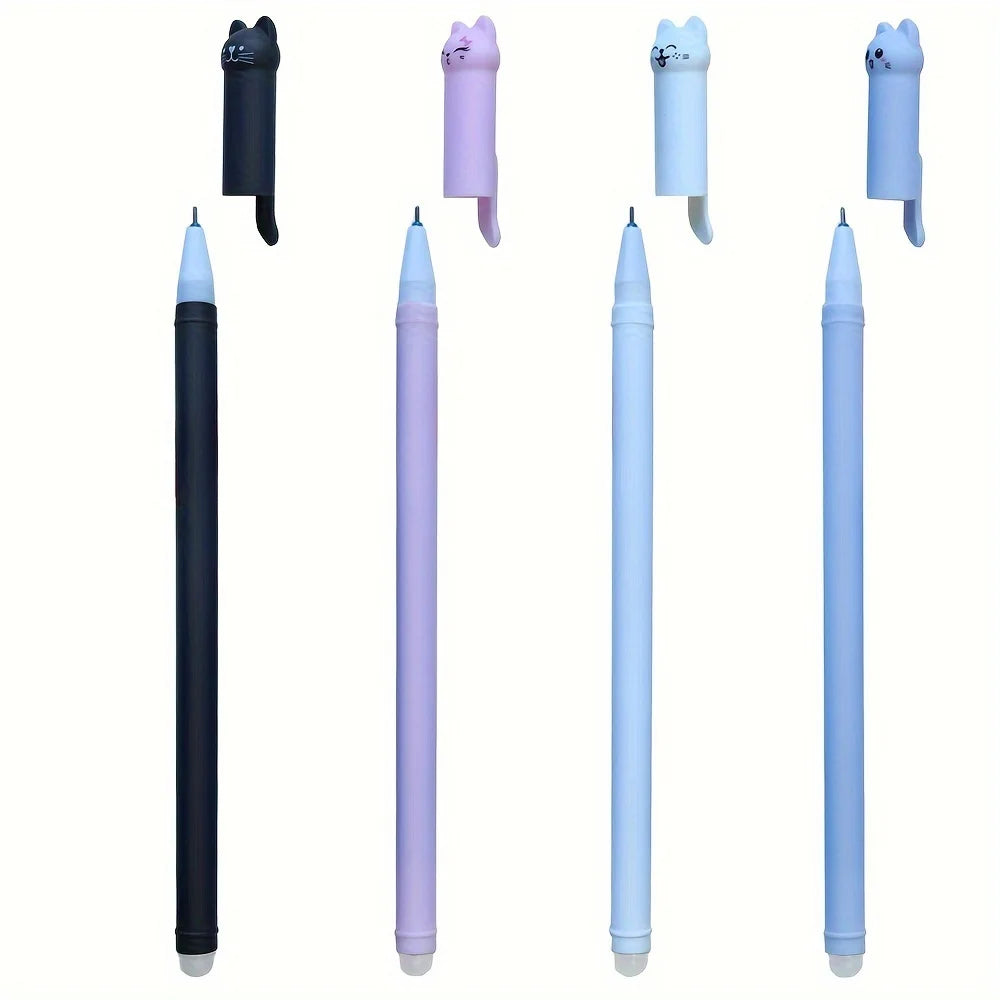 Creative Cat Bear Animal Erasable Gel Pen 0.5mm Washable Handle Magical Eraser Pen Blue/Black Ink Refills Rod Writing Stationery