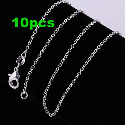 10PCS silver color 1MM Rope circle chain necklace for women 45-60CM fashion party wedding Jewelry Christmas gifts