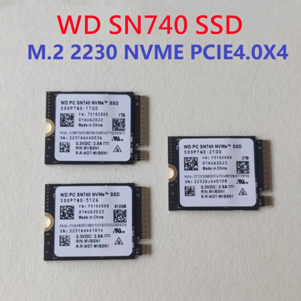 Western Digital WD SN740 SN5000S M.2 2230 SSD 2TB 1TB 256GB NVMe PCIe Gen4 x4 For Microsoft Surface Pro X Laptop 3 Steam Deck