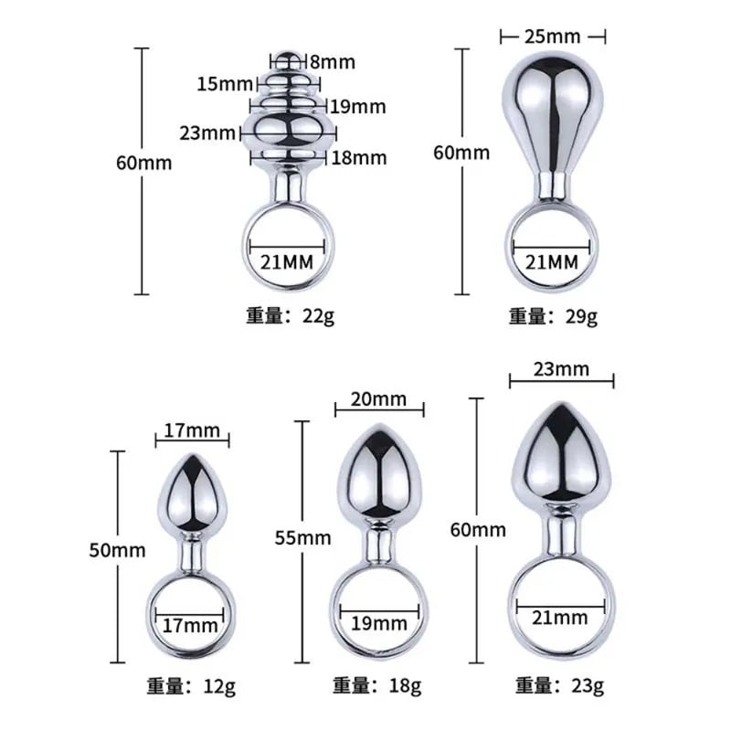 Ring Shape Anal Plug Sex Toys Metal Pull Ring Butt Plug Stainless Steel Smooth Ass Plug For Couple Sex Toys Dildo Anal Training