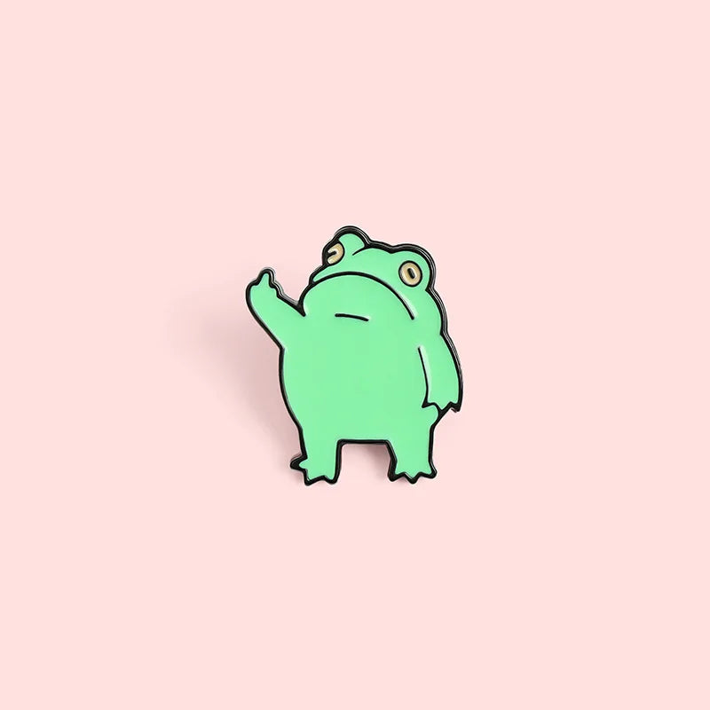 1pcs Cartoon Creative Frog Brooch Cute and Cute Little Frog Brooch Creative Gesture Shape Clothing Dripping Badge