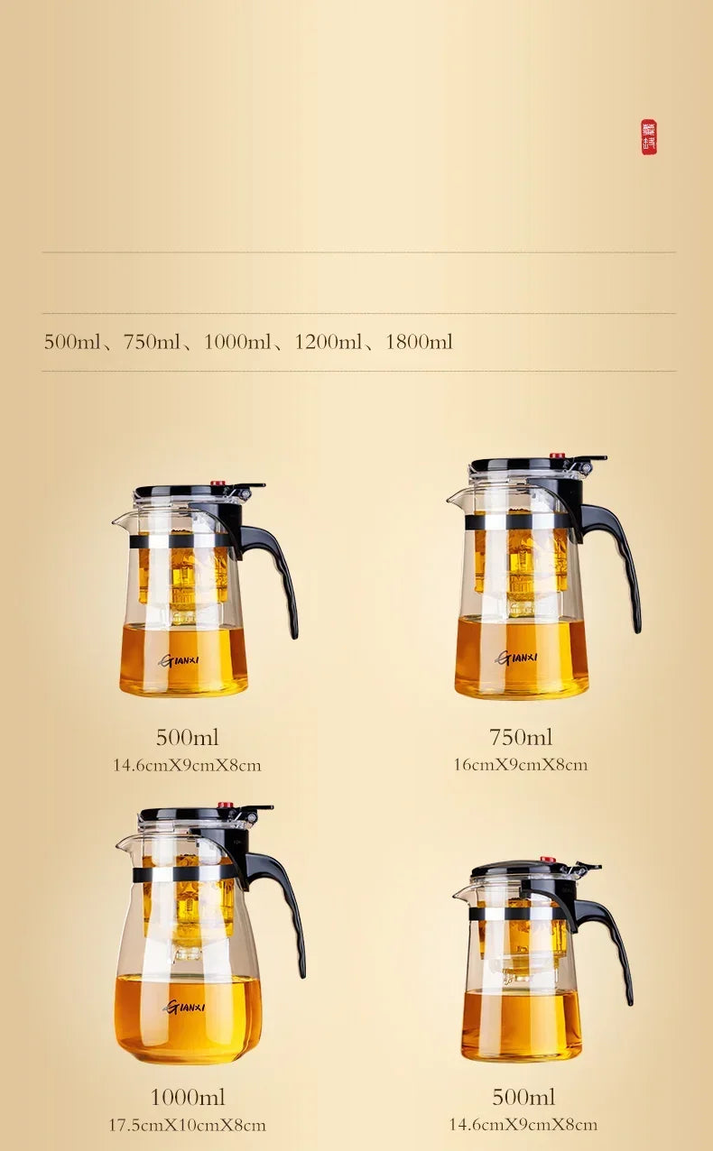 Teapot With Infuser Thickened Glass Heated Resistant Tea Pot One-button Filtering Tea Separation Kettle Tea Coffee Maker