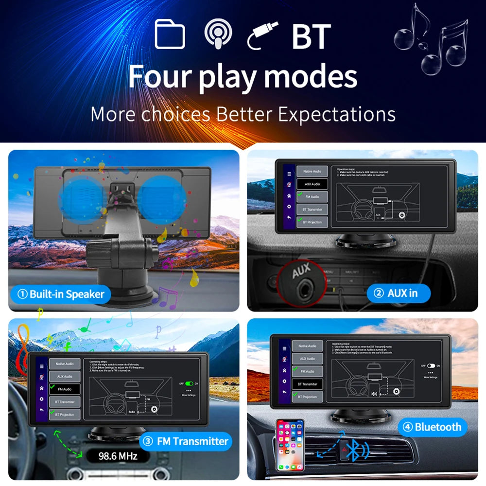 Imagebon 10.26 Inch Android 13 8 Core Rearview Mirror Camera CarPlay & Android Auto Dash Cam 5G WiFi Bluetooth GPS Navigation