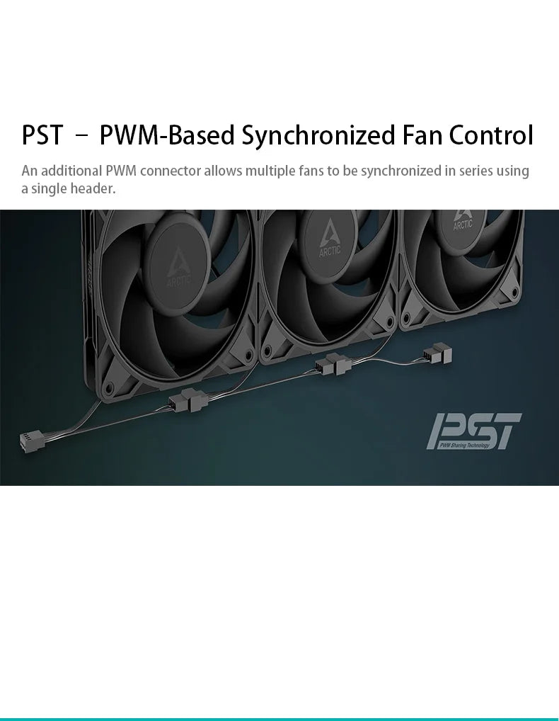 ARCTIC P12 Pro PST CO 120mm Case Fan, PWM Sharing Technology (PST), Dual Ball Bearing for Continuous Operation, 400–3000 rpm