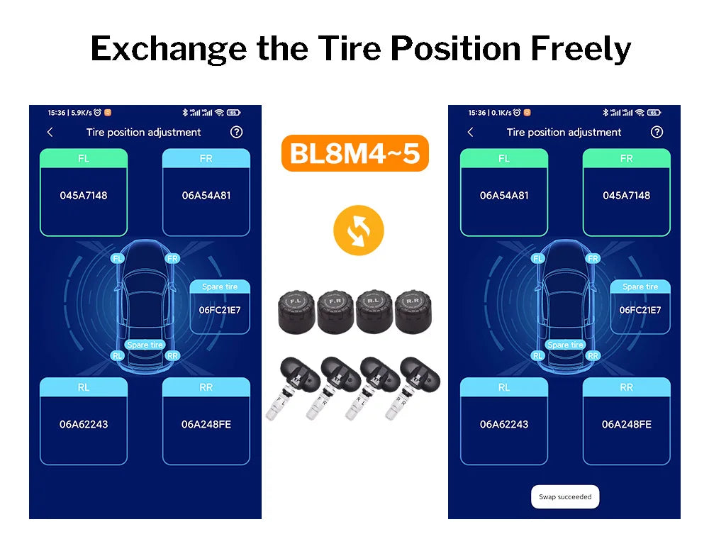 Deelife Car TPMS for Android iOS Tire Pressure Monitoring Control System 4-5 Wheel Tyre Sensor Bluetooth-compatible BLE TMPS