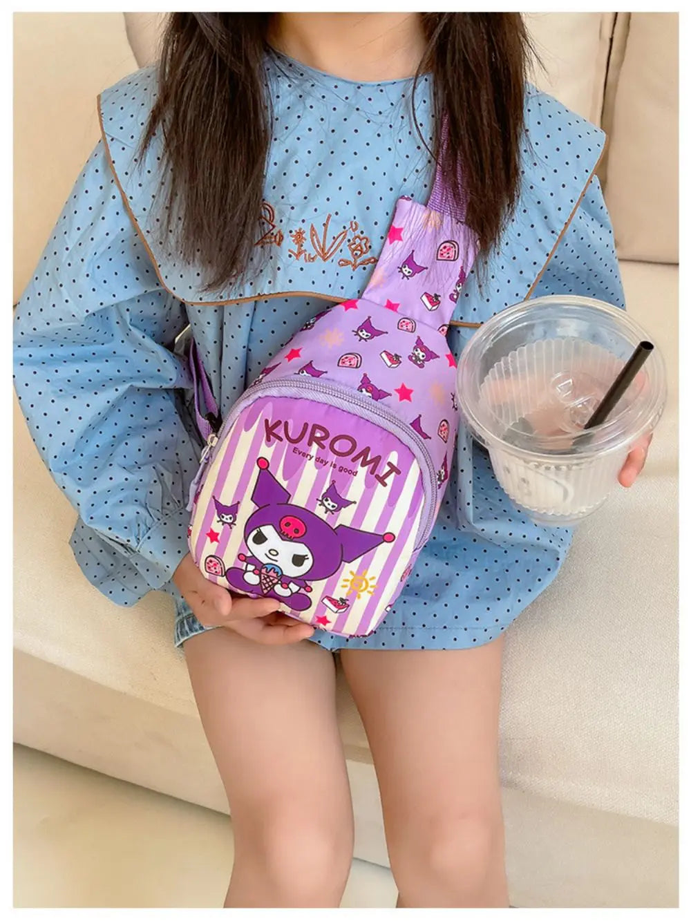 Hello Kitty Children Chest Bag Sanrio figure Kuromi Cute Coin Purse Shoulder Bag Boy Girl Cross Body Bag Fashion Messenger Bag