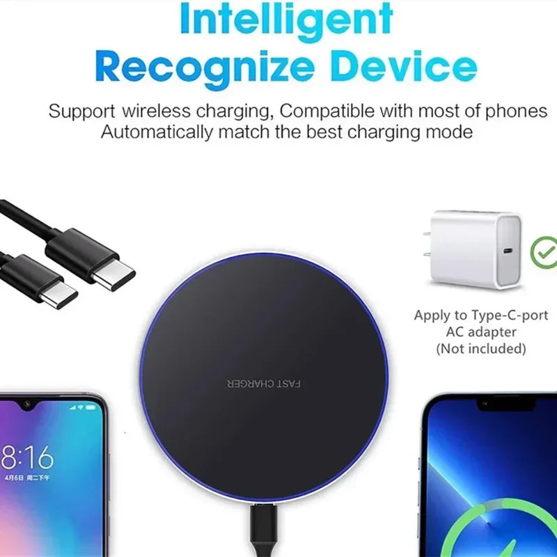 30W Wireless Charger Pad Stand Mobile Phone Chargers Fast Charging Dock Station For iPhone 15 14 13 12 11 Pro Max Samsung Xiaomi